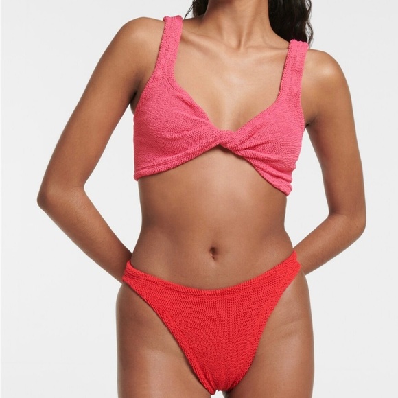 New Hunza g Juno twisted bikini set in hot pink /red one size - Picture 7 of 11